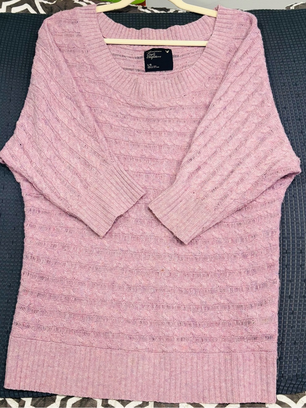 3/$25 Pink Cable Knit Scoop-Neck Sweater